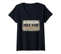 Mujer Rebobinar a los años 80 Vintage Mixtape Retro Design 80's Camiseta Cuello V