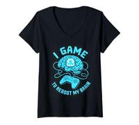 Mujer Reboot Brain Pixel Gamer Graphic Camiseta Cuello V