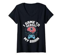 Mujer Reboot Brain Pixel Gamer Graphic Camiseta Cuello V