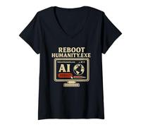 Mujer RebootHumanity.exe - AI Earth Reboot inteligencia artificial Camiseta Cuello V