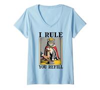 Mujer Recarga de repuesto para gatos, gato divertido, amante de los gatos Camiseta Cuello V