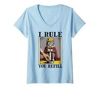 Mujer Recarga de repuesto para gatos, gato divertido, amante de los gatos Camiseta Cuello V
