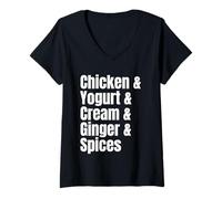 Mujer Receta de Lista de Ingredientes de Tikka Masala de Pollo de Comida India Camiseta Cuello V