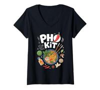 Mujer Receta de Sopa de Fideos Ramen asiática Pho Kit Camiseta Cuello V