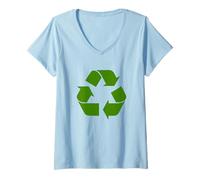 Mujer Reciclaje de Logo Verde Día de la Tierra Reciclaje Ecología Am Camiseta Cuello V