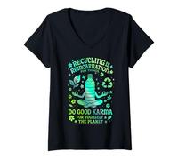 Mujer Reciclaje es reencarnación para Cosas Eco Karma Camisa Verde Camiseta Cuello V