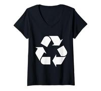 Mujer Reciclaje Logo Día de la Tierra Reciclaje Ecología Am Camiseta Cuello V