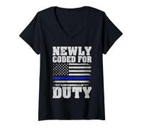 Mujer Recién codificado para la policía de Servicio Camiseta Cuello V