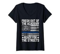 Mujer Recién salido de la Academia Listo para la policía de Las Calles Camiseta Cuello V
