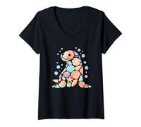 Mujer Recolector De Playa Conchas Lobo Marino Concha Camiseta Cuello V