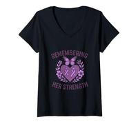 Mujer Recordando su diseño de Conciencia de Fuerza Camiseta Cuello V