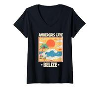 Mujer Recordatorio de Vacaciones en Belice Recuerdo de Ambergris Caye Belice Camiseta Cuello V
