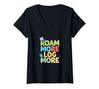 Mujer Recorre más Registrar Viajes Digitales Camiseta Cuello V
