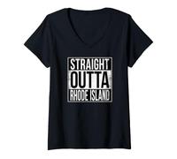 Mujer Recta Outta Rhode Island Camiseta Cuello V