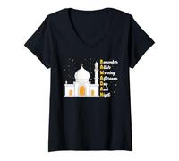 Mujer Recuerda a Allah Mañana Tarde Día Y Noche Islam Ramadán Camiseta Cuello V