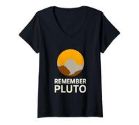 Mujer Recuerda Pluto Vintage Space Explorer Camiseta Cuello V
