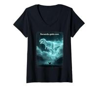 Mujer Recuerda quién Eres. Dinosaurio Pollo Camiseta Cuello V