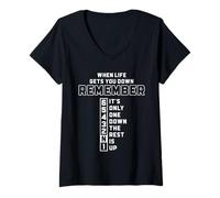 Mujer Recuerde 65432N1 One Down Rest Up Quote Bikers Camiseta Cuello V