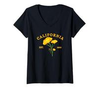 Mujer Recuerdo de flores establecido en California en 1850 Camiseta Cuello V