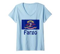 Mujer Recuerdo de la Bandera del Estado de Estados Unidos de Dakota del Norte de Camiseta Cuello V