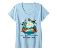 Mujer Recuerdo de la isla del Pico de Santo Tomé y Príncipe Camiseta Cuello V