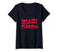 Mujer Recuerdo de Miami Florida USA Camiseta Cuello V