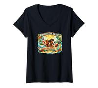 Mujer Recuerdo de Ponis Salvajes de la Isla Chincoteague Virginia USA Camiseta Cuello V