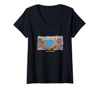 Mujer Recuerdo de Primavera del Parque Nacional Yellowstone Grand Prismatic Camiseta Cuello V