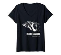 Mujer Recuerdo de Senderismo Mount Katahdin Maine Knife Edge Trail Camiseta Cuello V