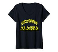 Mujer Recuerdo de Skagway Alaska USA Camiseta Cuello V