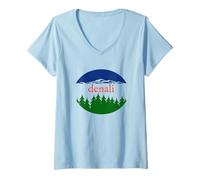 Mujer Recuerdo de Vacaciones del Parque Nacional Denali Camiseta Cuello V