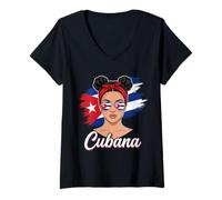 Mujer Recuerdo de Viaje de Cubana Orgulloso de Cuba Roots Camiseta Cuello V