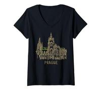 Mujer Recuerdo de Viaje de la Catedral de Praga, Chequia, Regalo histórico de la Ciudad Camiseta Cuello V