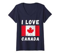 Mujer Recuerdo de viaje familiar canadiense I Love Canada Heart Camiseta Cuello V