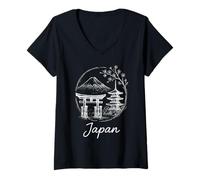 Mujer Recuerdo de Viaje japonés Minimalista japonés Otaku Camiseta Cuello V