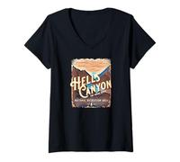 Mujer Recuerdo del área recreativa Nacional de Hells Canyon Idaho Oregon Camiseta Cuello V