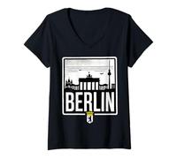 Mujer Recuerdo del horizonte de Berlín Viaje a la ciudad capital Alemania Alemán Camiseta Cuello V