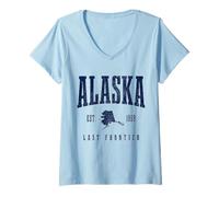 Mujer Recuerdo del Orgullo Vintage de Alaska The Last Frontier Camiseta Cuello V