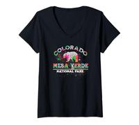 Mujer Recuerdo del Oso de Colorado del Parque Nacional Mesa Verde Camiseta Cuello V