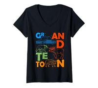 Mujer Recuerdo del Parque Nacional Grand Teton Grand Teton Camiseta Cuello V