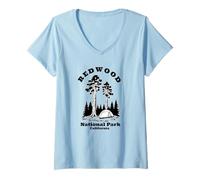 Mujer Recuerdo del Parque Nacional Redwood Crescent City California Camiseta Cuello V