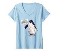 Mujer Recuerdo divertido de vacaciones de pingüino del escuadrón de cruceros de la Antártida Camiseta Cuello V
