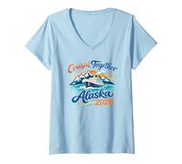 Mujer Recuerdo grupal de Cruising Together Alaska 2026 Matching Camiseta Cuello V
