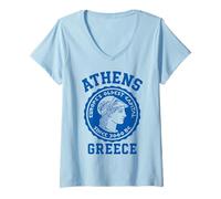 Mujer Recuerdo histórico del Emblema de la Moneda de Atenas Grecia Antigua Camiseta Cuello V