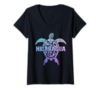 Mujer Recuerdo tribal de tortuga marina de Nicaragua Nica Camiseta Cuello V