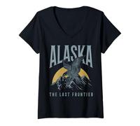 Mujer Recuerdo Vintage de águila Calva de Alaska The Last Frontier Camiseta Cuello V