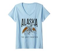 Mujer Recuerdo Vintage de águila Calva de Alaska The Last Frontier Camiseta Cuello V