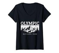 Mujer Recuerdo Vintage del Parque Nacional Olímpico de Washington PNW Camiseta Cuello V