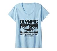 Mujer Recuerdo Vintage del Parque Nacional Olímpico de Washington PNW Camiseta Cuello V