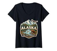 Mujer Recuerdos de Recuerdo de la última Frontera de Alaska Orgulloso de Alaska Camiseta Cuello V